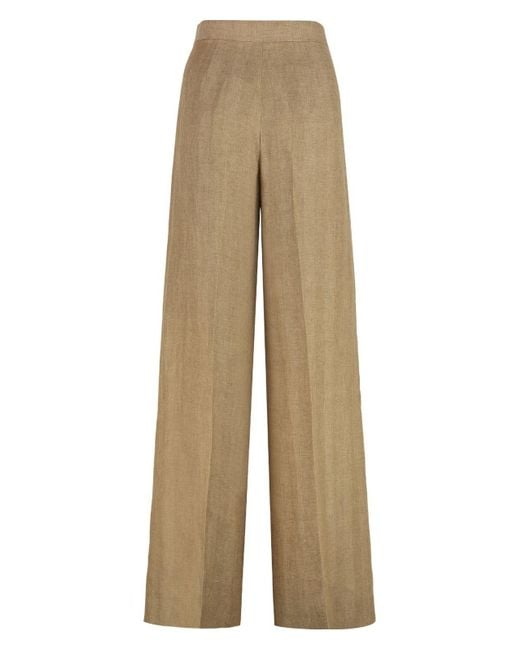 Max Mara Natural Rauche Linen Trousers