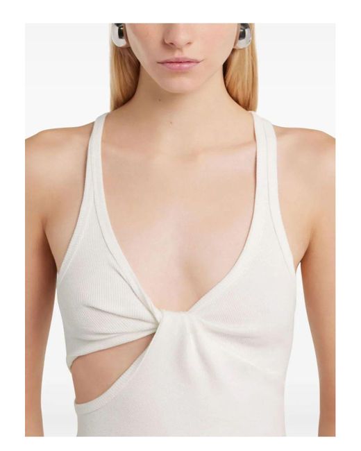 Courreges White Tank Top Twist 90's Rib