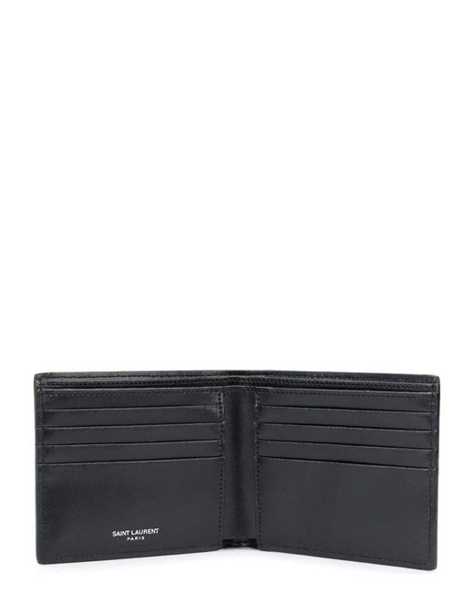Saint Laurent Black Tiny Cassandre East/West Leather Wallet for men