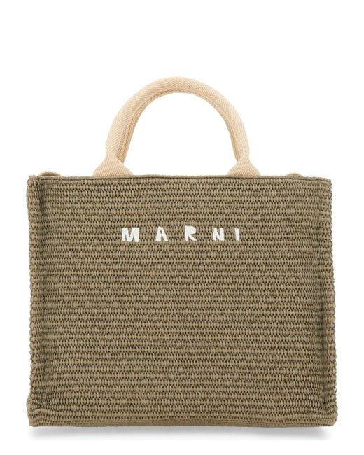 Marni Natural Leather And Fabric Stylish Bag
