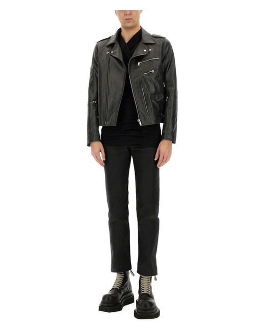 Rick Owens Black Leather Brad Jacket for men