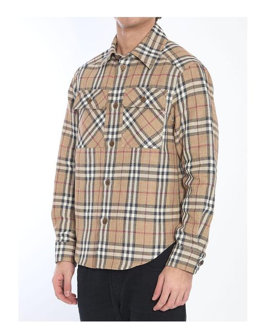 Burberry Gray Check Overshirt for men