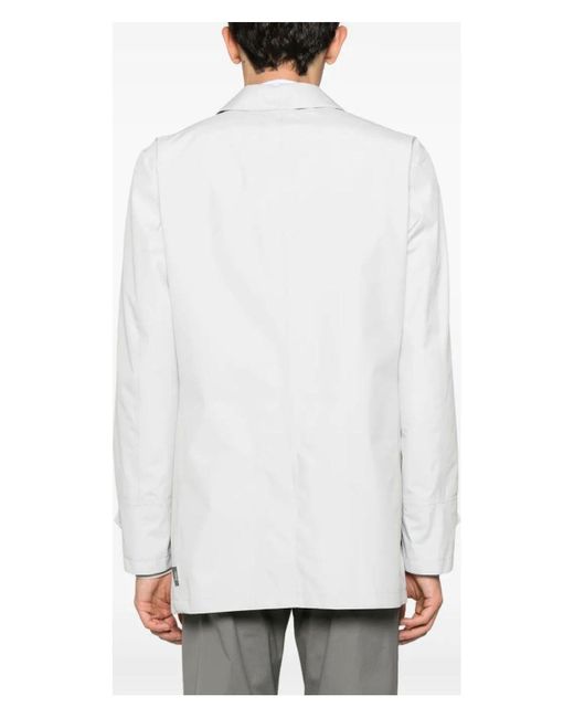 Herno White Woven Raincoat for men