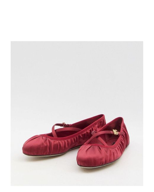 Dolce & Gabbana Red Satin Ballerinas