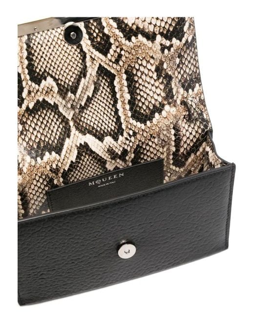 McQueen Leather Mini Cross-Bar Clutch in Black | Lyst