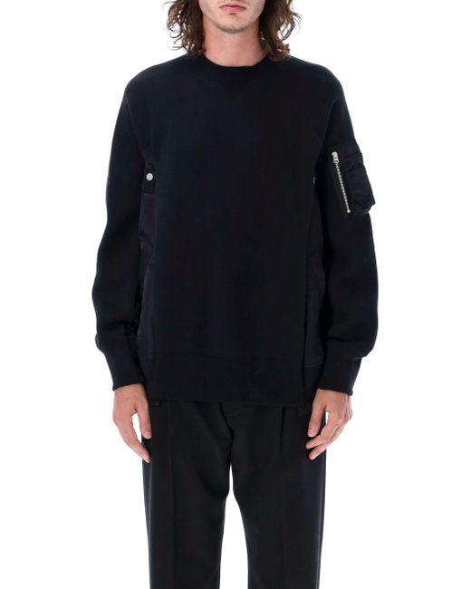 Sacai Sponge Sweat X Nylon Twill Pullover in Blue for Men | Lyst