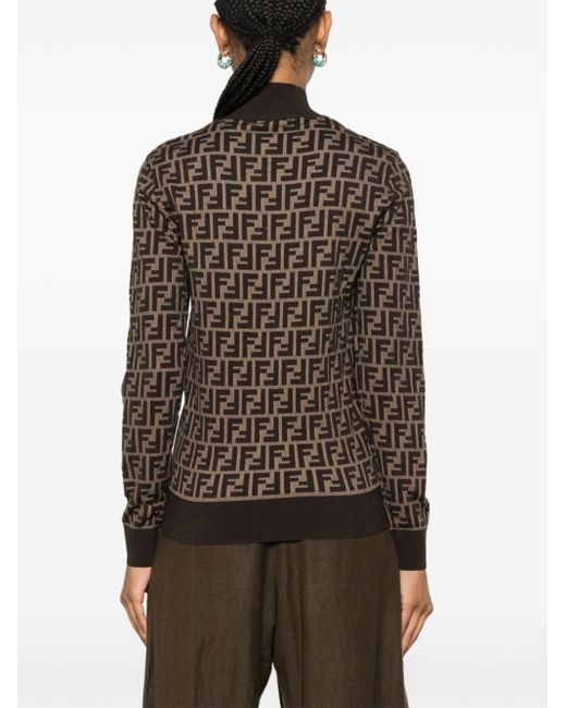 Fendi Brown Ff Cotton High-neck Sweater