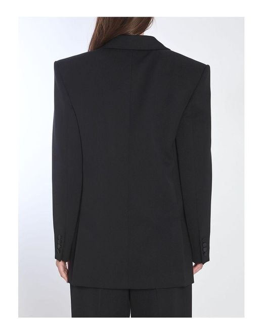 Saint Laurent Black Double-Breasted Tuxedo Jacket