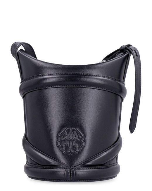 Alexander McQueen Black Leather The Curve Bucket Bag