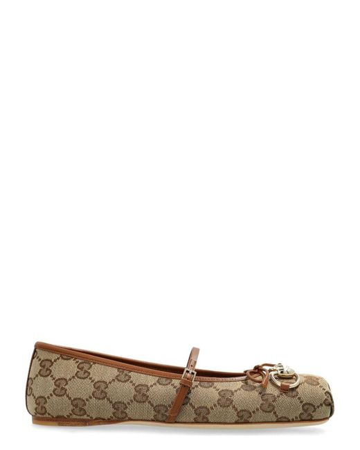 Gucci White Horsebit 1955 Gg Supreme Ballets Sandal