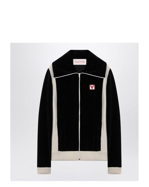 Valentino Black Chenille Sweatshirt With Chez Patch for men