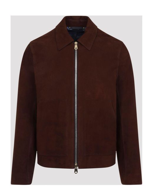 Paul Smith Brown Regular Fit Leather Jacket for men