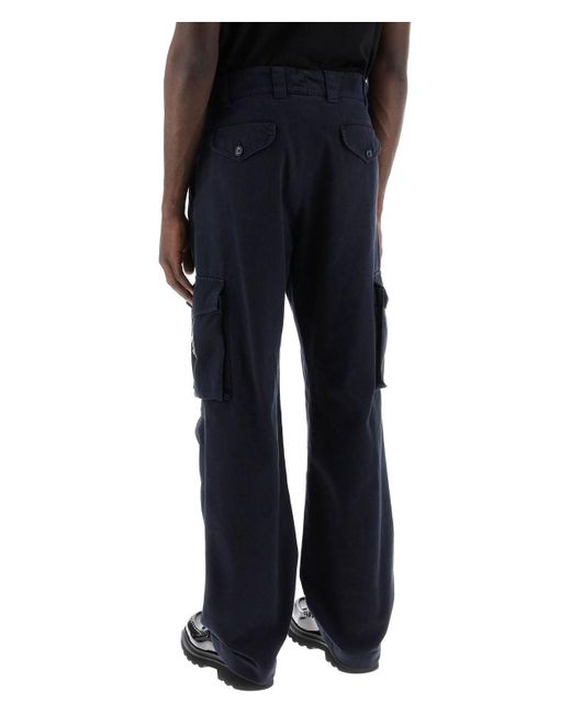 Dolce & Gabbana Blue Cargo Pants With Logo Plaque for men