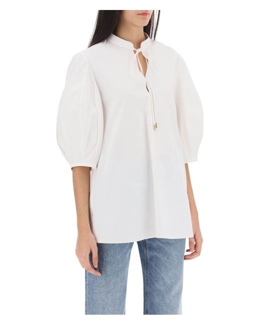 Chloé White Poplin Blouse Top