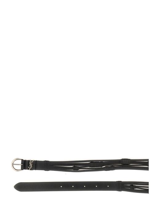 Saint Laurent White Croissant De Lune Belt for men