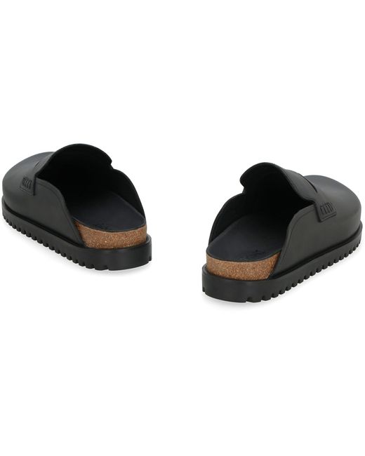 Versace Leather Logo Embellished Sandals in Black for Men | Lyst