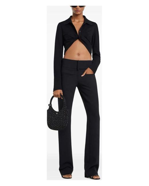 Courreges Black Polo Twist Piqué Crop