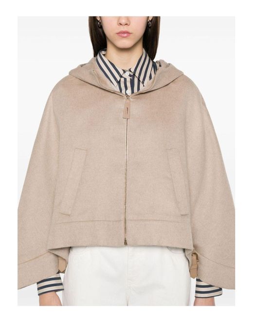 Max Mara Natural Wool Hooded Cape