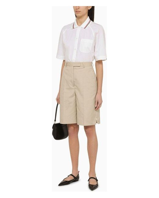 Thom Browne Natural Khaki High-Waisted Bermuda Shorts