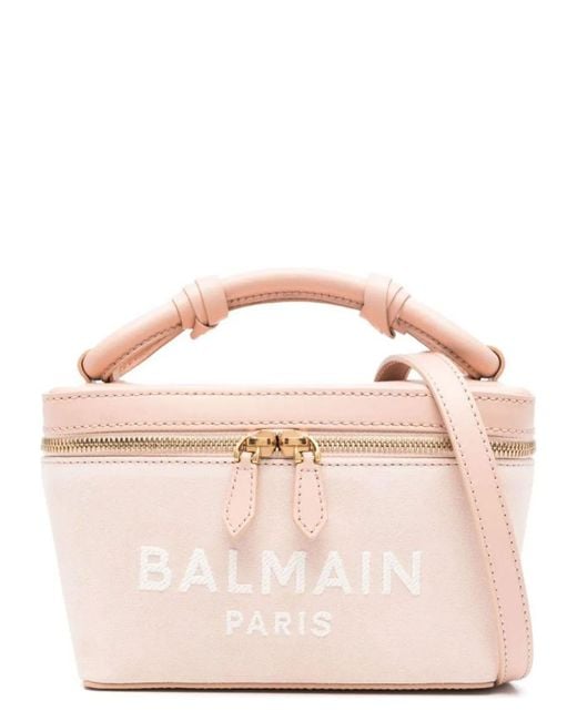 Balmain Pink B-Army Vanity Case-Suede Leather&Logo