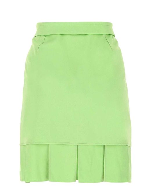 Bottega Veneta Green Pastel Stretch Viscose Miniskirt