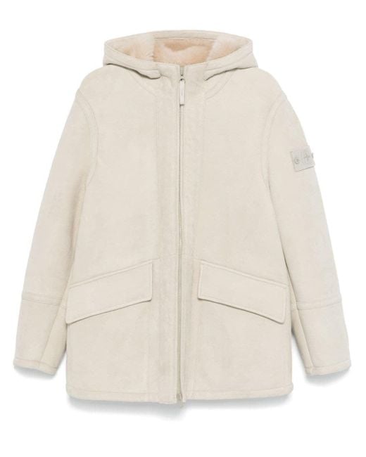 Stone Island Natural Lambskin Suede Hooded Outerwear Jacket for men