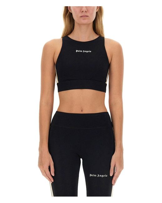 Palm Angels Black Tops With Logo Top
