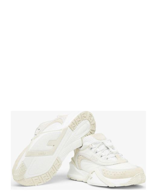 Fendi White Luxurious Calf Leather Sneakers