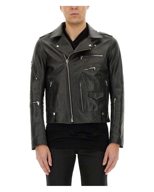 Rick Owens Black Leather Brad Jacket for men