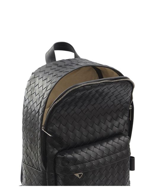 Bottega Veneta Black Intrecciato Backpack for men