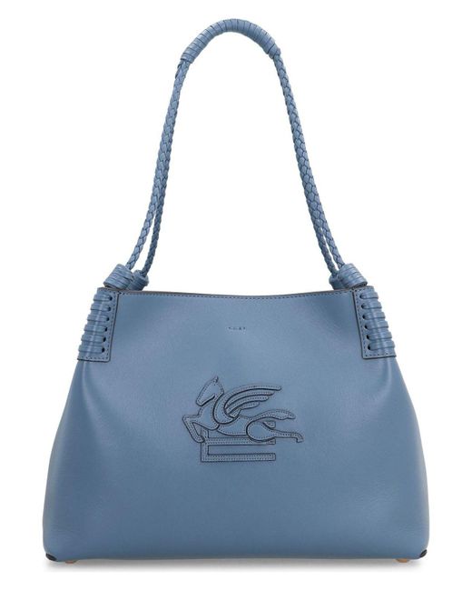 Etro Blue Libra Small Leather Tote