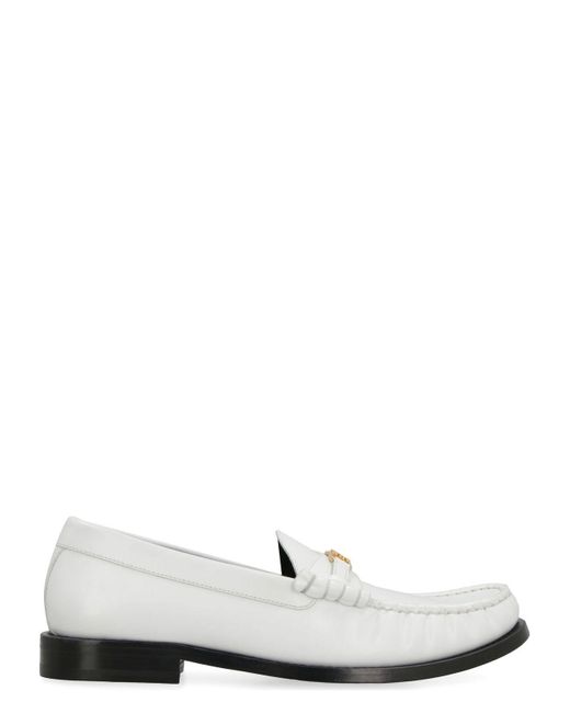 Céline White Triompheluco Leather Loafers