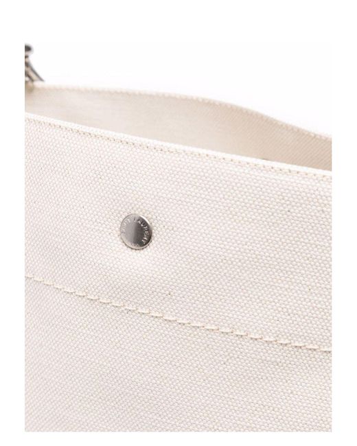 Saint Laurent White Two-Tone Canvas And Leather Medium Rive Gauche Bucket Bag