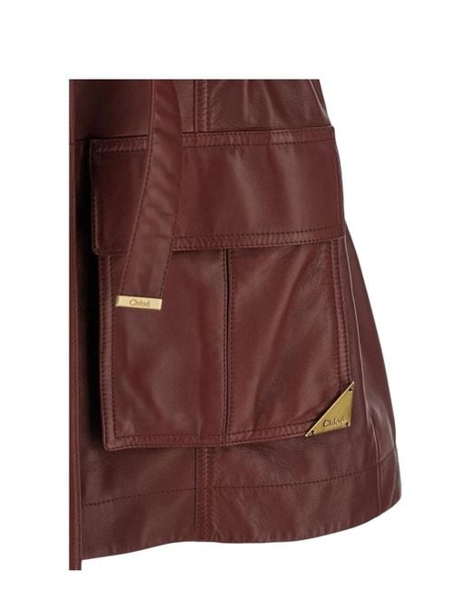 【関税＆送料込み】ChloAC Burgundy Leather Utility Vest CHLOE - Burgundy leather utility vest | Leam Roma - Luxury