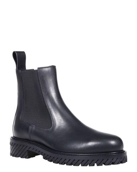 Off-White c/o Virgil Abloh Blue Combat Lace-Up Boots With Diag Iconicrubber Sole for men