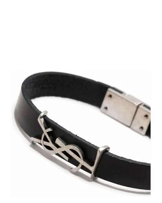 Saint Laurent White Ysl Bracciale Vegetal Browny Bracelet for men