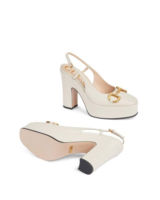 Gucci Baby Platform Slingback Pumps in White | Lyst