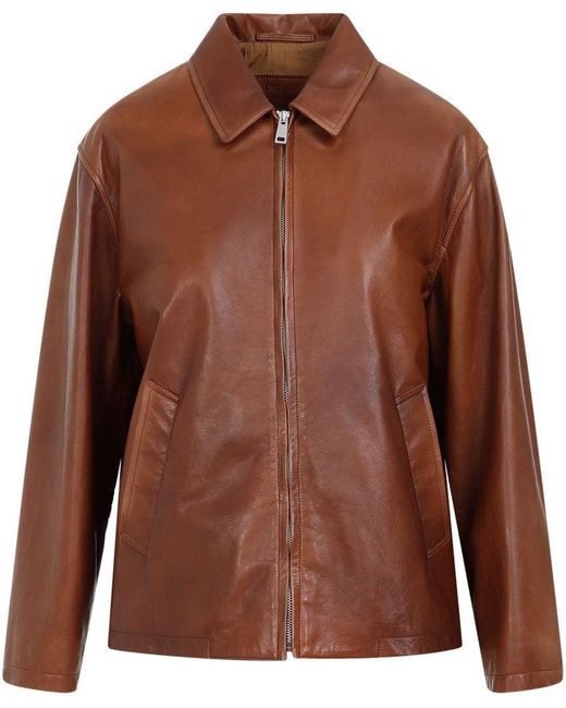 Prada Brown Lamb Leather Jacket