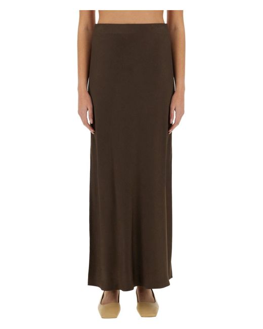 Brunello Cucinelli Brown Bias Cut Maxi Skirt