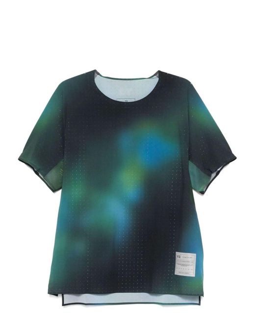 Y-3 Blue M Run Ss T Aop Top for men