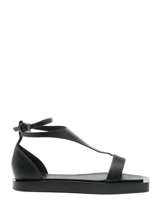 Max Mara Black Leather Sandals With Premium Quality