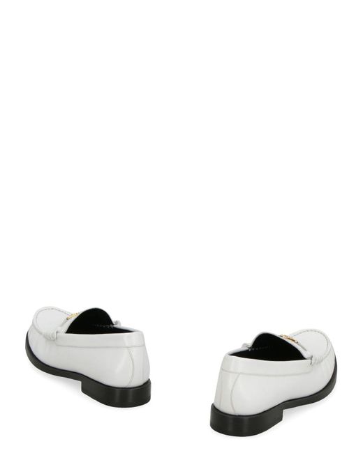 Céline White Triompheluco Leather Loafers
