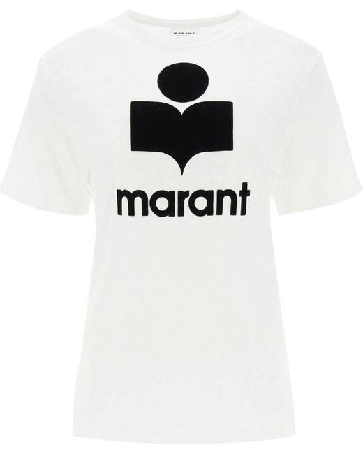 Isabel Marant White 'Isabel Zewel T-Shirt With Flocked Logo