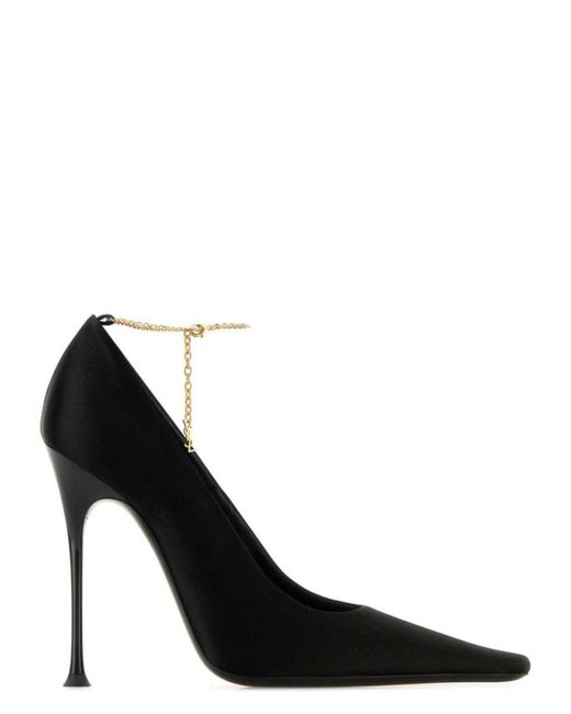 Saint Laurent Black Régine Crepe Satin Pumps