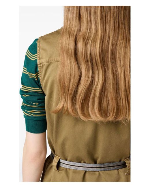 Miu Miu Green Sm Khaki Dress With Golden Buttons