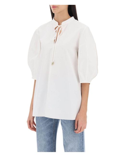 Chloé White Poplin Blouse Top