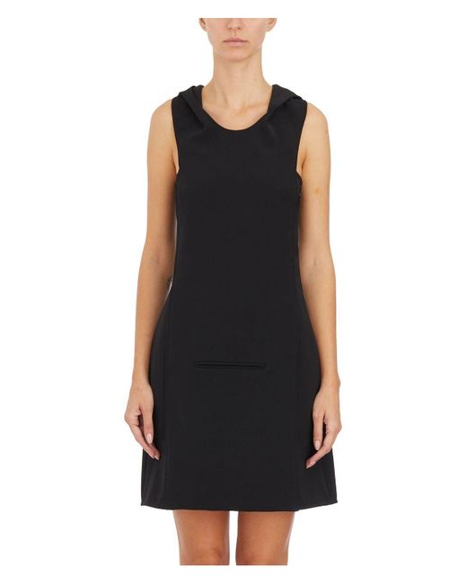 Courreges Black Abito Mini Space Con Cappuccio