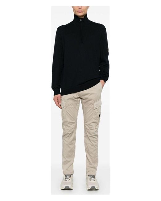 C P Company Black Sea Islandhalf Zip Lens Knit for men