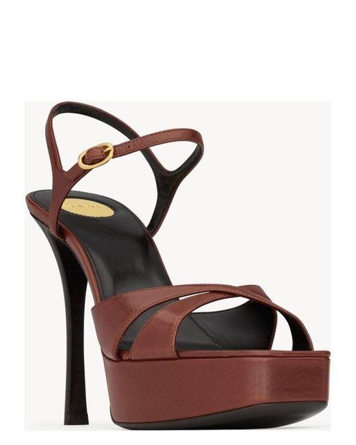 【Saint Laurent】DEBBIE 85 MATINI◆825303AACSQ Saint Laurent Debbie 85 Matini Sandal in Brown | Lyst