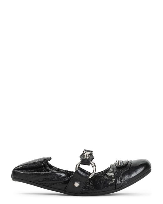 Balenciaga Black City Leather Ballet Flats